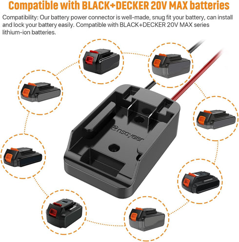 Ensayeer 20V 12 Lights,2 Pack Power Wheel Adapter with Fuse&Switch, Secure Battery Adapter for MAX Lithium Battery