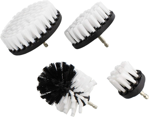 ABN Power Scrubber Cleaning Brush Set - 4 Piece White Soft Bristle Shower Scrubber Kit for Home and Auto