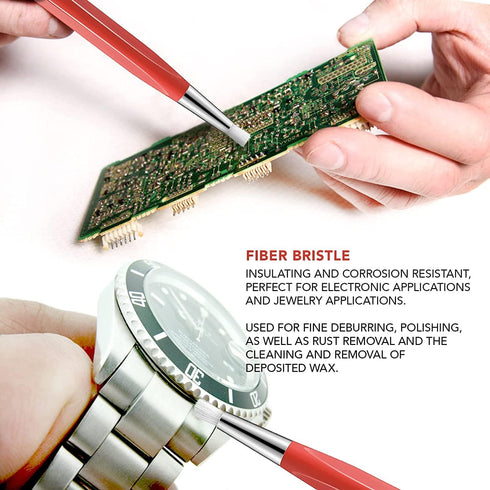 Pixiss Scratch Brush Pen Set, Fiberglass, Steel, Brass, Nylon, 4-Pack for Removing Corrosion and Rust