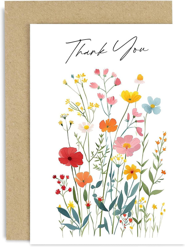 Beautiful Thank You Card for Female Friend - Meadow Flower Artwork Painting