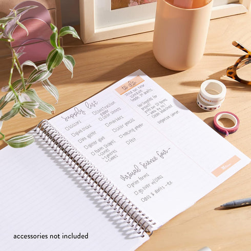 Erin Condren 8.5" X 11" Wildflowers Spiral Bound Coiled Notebook - 160 Lined Pages, 80 Lb Thick Paper, Stickers Included
