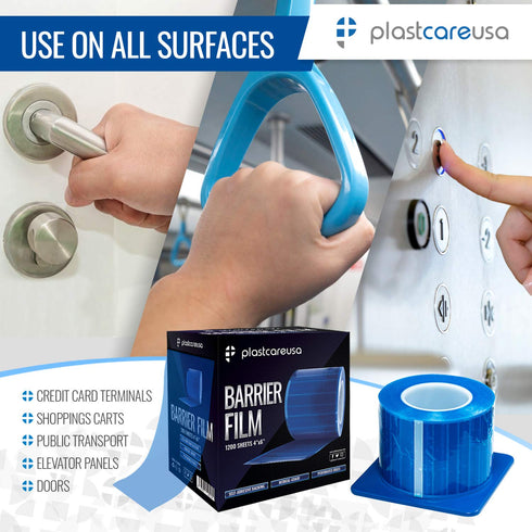 4"x6" (1 1200 Blue Barrier Film Roll - Protective Dental Barrier Film for Dental, Medical, Tattoo - Perforated Adhesive