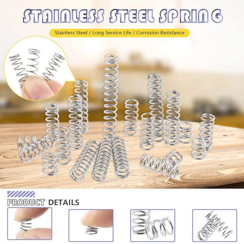 Swpeet 150Pcs Compression Springs Assortment Kit, Mini Stainless Steel Extension Springs for Home Repairs, 0.39" to