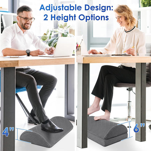 Foot Rest for Under Desk at Work, Comfortable Desk & Gaming Accessories with 2 Adjustable Heights & Removable Cover