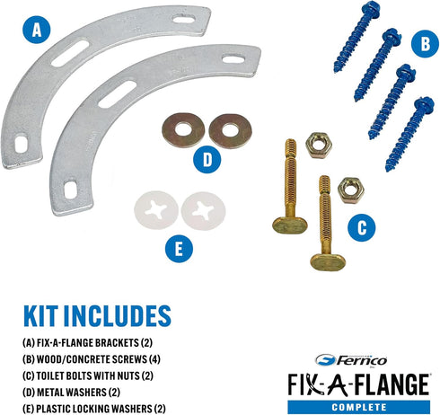 Fernco Fix-A-Flange Complete Universal Toilet Flange Water Closet Repair Kit