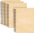Juvale 4 Pack Wooden Cover Notebook, Spiral Bound Unruled Plain DIY Craft Journal, 20 Sheets Each (4.5 x 5.8 Inches)