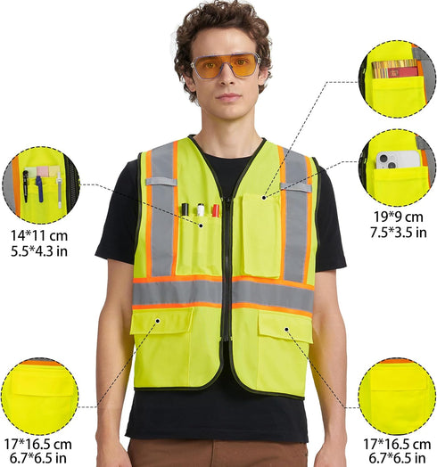 AK A-KSAFETY A-KSAFETY High Visibility Security Vest for Security Guards, Safety Workers, Construction & Men's Work