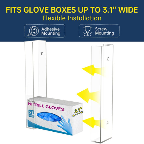 (3-Tier) NiHome Multi-Tier Clear Acrylic Wall Mount Glove Box Holder Tissue Box Dispenser for Kitchen, Bathroom