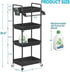 SPACEKEEPER Rolling Storage Cart, 4-Tier Mobile Bathroom Organizer with Towel Rack, Lockable Wheel, Hooks & Cup