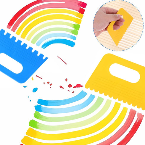 Ymapinc 8Pcs Plastic Paint Scraper Tool, Plastic Textured Art Tools, DIY Graffiti Oil Painting and Drawing Play