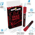CHALKY CROWN 5 Pack Liquid Chalk Marker Pen - 6mm Reversible Tip for Chalkboard Signs, Windows, Blackboard, Glass (Red)