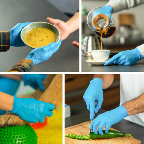 Blue Nitrile Gloves Disposable, Medium Latex Free 4 Mil Medical Gloves, 100 Count Powder Free Examination Gloves