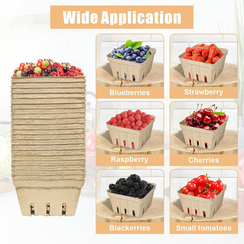 EXJEXJ 30 (30) Pcs Natural Pulp Fiber Berry Basket Small Vented Berry Picking Basket Small Container Holder for Fruits