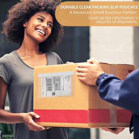 BESTIKER Shipping Label Sleeves 7.5" x 5.5" (500 Packs) Clear Adhesive Packing Slip Pouches for Small Business