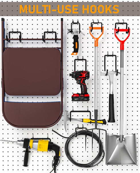 INCLY 10 PCS Heavy Duty Peg Board Hooks for Hanging Tools, 1/4" Large Pegboard Drill Holder Hook Accessories