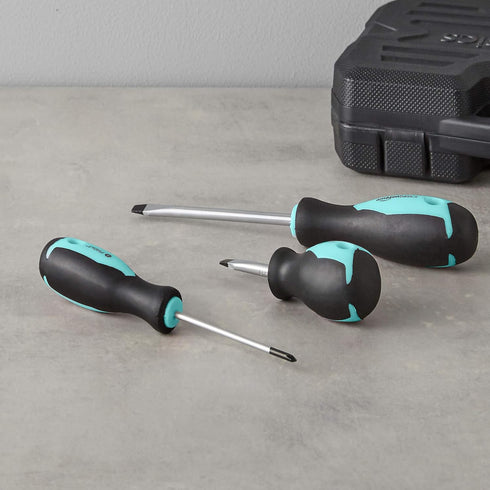 Amazon Basics 12-Piece Magnetic Screwdriver Set, Turquoise, 7 x 2 x 14.8 inches