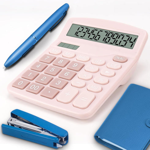 Desktop Calculator, Battery and Solar, Big Buttons Easy to Press for Office, Large Display