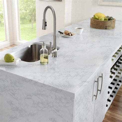 Yancorp White Gray Contact Paper Marble Wallpaper Peel and Stick for Kitchen Countertops Backsplash, 11.8"X120"