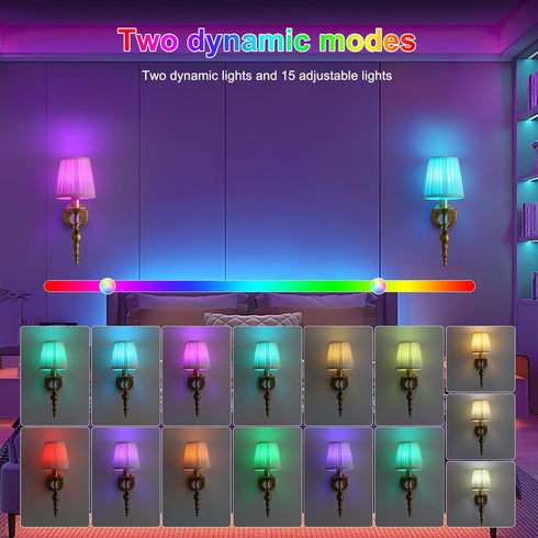 MEYIAENGIE Set 2, 15 Wireless Lights for Wall Indoor of Rechargeable LED Wall Lamps with Remote Control, RGB Colors