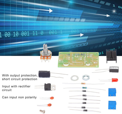 Walfront LM317 Adjustable Regulated Power Supply DIY Kit ABS Board AC/DC Input Output Rectifier Circuit Input Adjustable Voltage Set for School Education lab