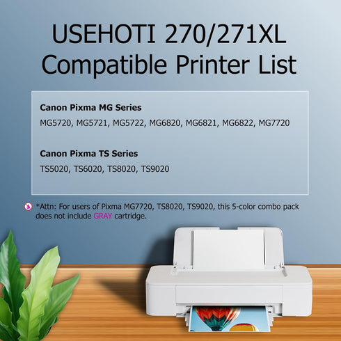PGI-270XL CLI-271XL Compatible Ink Cartridges for Canon 270 271, Black Cyan Magenta Yellow (5XL Pack)