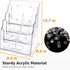 MaxGear Acrylic Brochure Holder 8.5 x 11 inch, 4 Tier Clear Literature Organizer with Removable Divider