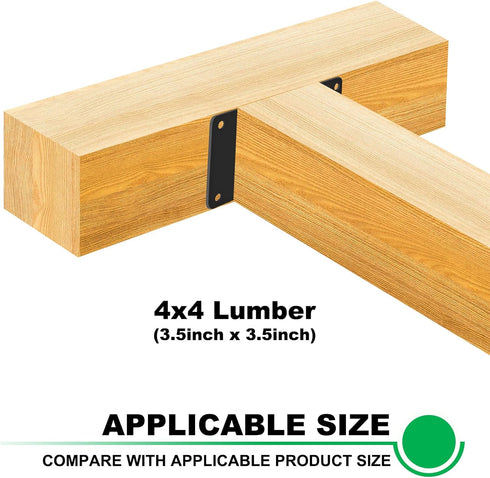 4pcs Black 3.5x6.5 Post Bracket for 4x4 Wood Post Anchor Base Steel Plate with Holes for Wood Joint Connector