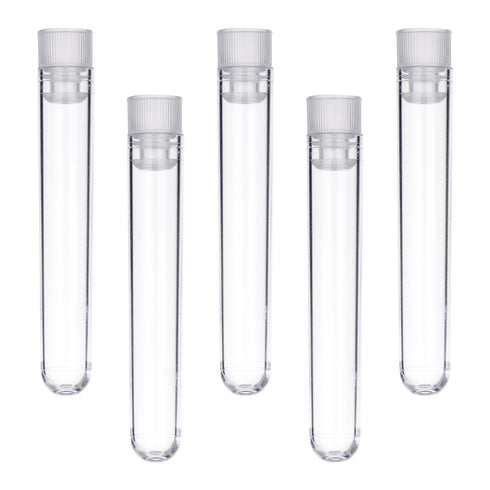 Hicarer 50 Pieces Clear Plastic Test Tubes, 12 by 75 mm with Push Caps