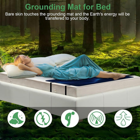 60"x27") Grounding Mat with Grounding Cord, Anti-Static Earthing Pad for Home & Bed Use, Non-Slip Soft Conductive Mat