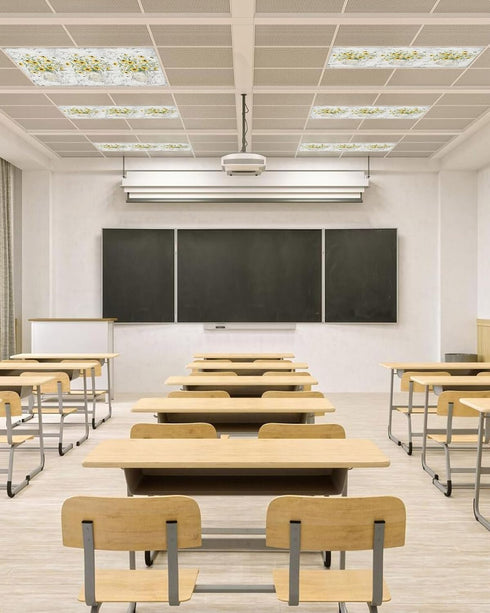 Velvessentia 4 Pack, 4x2 Fluorescent Light Covers for Ceiling Lights Sunflowers Bouquet Magnetic Classroom Light Covers