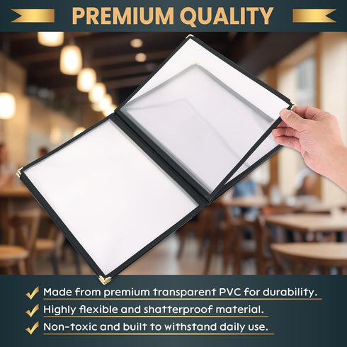 8.5 11 Inch, 6 12 4 Pack Menu Covers x Page View Clear View Menu Holder Transparent Menu Sleeve, Fits Letter Size Paper