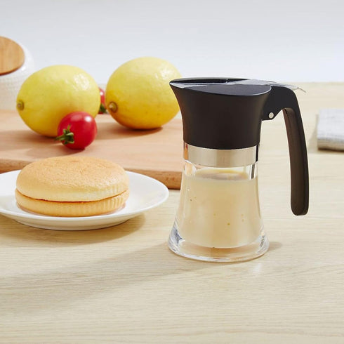 3.38Oz Honey Dispenser, No Drip Honey Jar Maple Syrup Dispenser Easy to Clean Olive Oil Dispenser with Handle Sugar