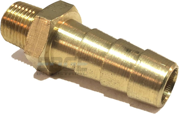3/8" Hose ID to 1/8" Male NPT MNPT Straight Brass Fitting - Fuel/AIR/Water/Oil/Gas/WOG (Qty 1)