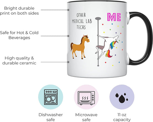 YouNique Designs Medical Lab Tech Mug for Men and Women, 11 Ounces, Lab Technician Cup, Laboratory Coffee Mug for Lab Week, Funny Laboratory Cup, Laboratory Technician Mug (Black Handle) by YouNique Designs