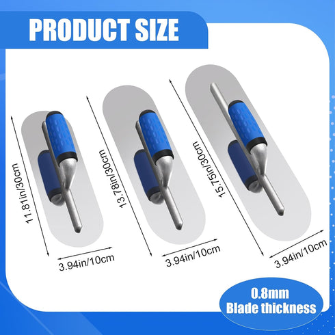 3 Set (16" 4" 14"x4" 12"x4") Lasnten PC Stainless Steel Pool Trowel x & & Flat Concrete Finishing Trowel Tools Cement