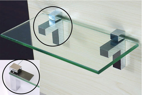 Tiberham 3-30mm (Pack 2) Adjustable Wood/Glass Shelf Bracket, Zinc Alloy Polished Chrome Shelf Support Clamp Corner