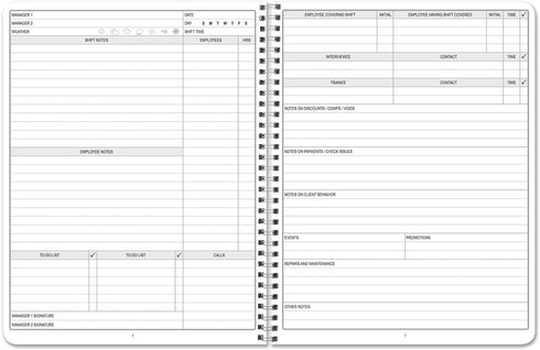 BookFactory Manager Notebook/Manager’s Log Book/Planner/Management Logbook - Wire-O, 100 Pages, 8.5”x11” (LOG-100-7CW-PP(ManagerNotebook)-BX) by BookFactory