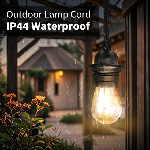 10 E26/E27 IP44 FIRMERST FT Hanging Lantern Pendant Light Cord with Socket, Waterproof, Ideal for Indoor/Outdoor Use