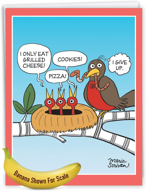 NobleWorks Jumbo Funny Mother's Day Greeting Card (8.5 x 11 Inch) - Cartoon Humor for Mom - Picky Eaters J9220MDG-US