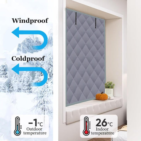 VOLLENC 70x110cm Thermal Insulation Cotton Window Cover Oxford Cloth Window Coverings for Winter Window Insulation Kit