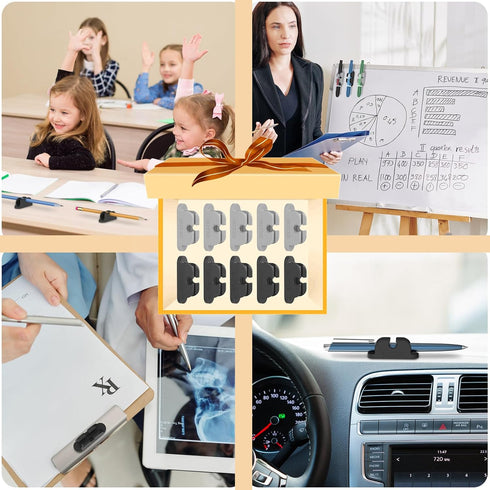 OUTXE 10-Pack Magnetic & Adhesive Pen Holder with Dual Slots, Easy Organize & Access for Desk, Wall, Refrigerator