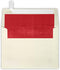 LUXPaper A7 Foil Lined Invitation Envelopes | 5 1/4" x 7 1/4" | Peel & Press | Natural w/Red LUX Lining | 50 Qty