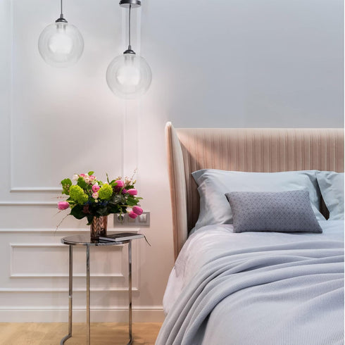 G9 4.7 Inch Kichvoe Double Glass Lampshade Round Globe Hand Blown Glass Chandelier Replacement Cover for Ceiling
