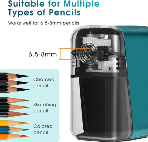Manual Pencil Sharpener Hand Crank Pencil sharpeners for Kids with Stronger Spiral hob and auto Stop Function Charcoal Pencil Sharpener for Children/Adults/Students/Artists (Blue 1) by GUCOLUBU