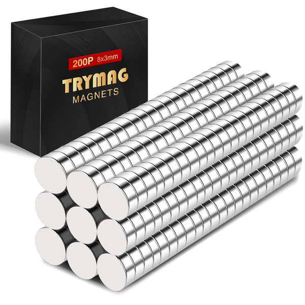 TRYMAG 200Pcs Refrigerator Magnets, Small Round Neodymium Disc Magnets for Crafts, Whiteboard, Office, and Hobbies