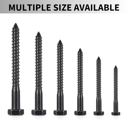 Party Animal Hex Head Lag Screws, 5/16" x 5-1/2", 10PCS Stainless Steel Black Zinc Lag Bolts for Wood