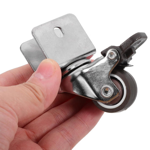 4pcs Set 1-inch Heavy Duty Swivel Caster Wheels U-Shaped Plate with Brake and Non-Brake Clips, Silent Cabinet