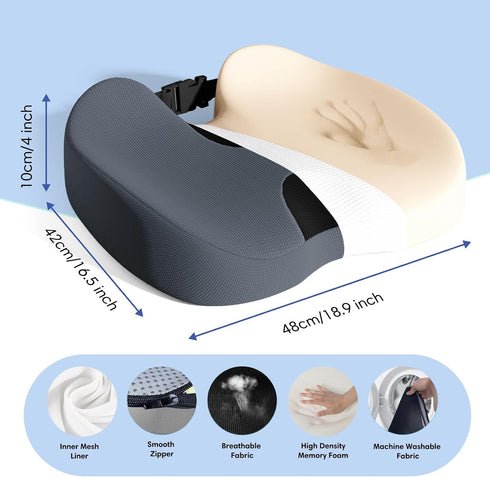 ModReve Tailbone, Large Memory Foam Seat Cushion for Office Chair, Car, Desk, Truck & Wheelchair - Coccyx & Sciatica