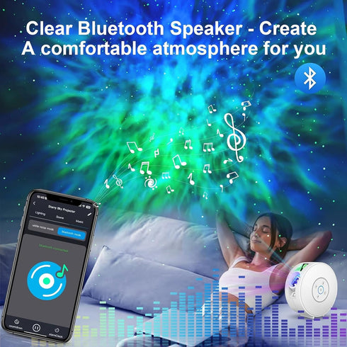 6 37 Smart Galaxy Star Projector Night Light - APP Voice Control, Bluetooth Speaker, Rotatable Nebula Lamp with HD