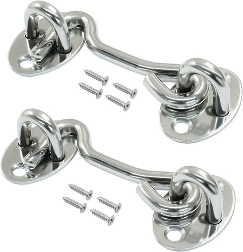 Unlorspy 2 Sets Hook and Eye Latch Stainless Steel Cabin Hook Eye Latch